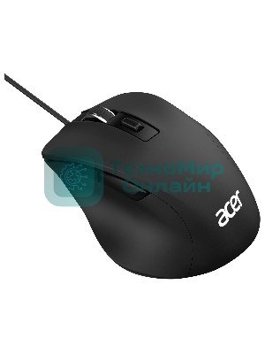 Мышь проводная Acer OMW120 черный, 2000 dpi, USB, кнопки - 6