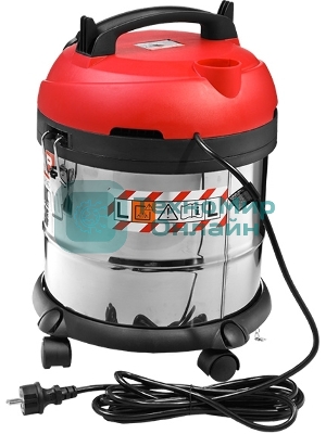 Строительный пылесос Зубр МАСТЕР ПУ-20-1400 М3 серый/красный, 1400 Вт, уборка сухая/влажная/выдув, пылесборник мешок/контейнер, 20 л