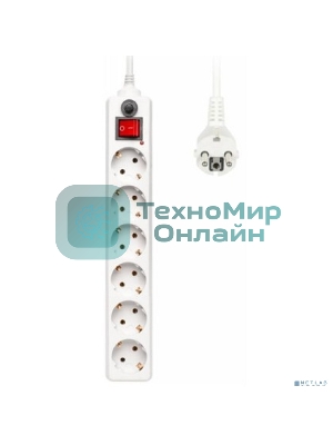 Сетевой фильтр Buro 600SH-1.8-W 1.8 м, 6 розеток, белый, коробка