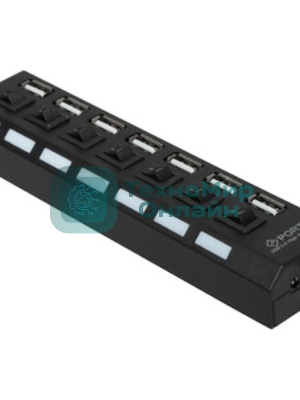 USB-концентратор Gembird UHB-U2P7-02, USB 2.0, USB 7 портов, USB/Адаптер: 5 В / 2 A