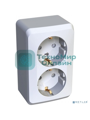 Розетка 2-м ОП Этюд 16А защ. шторки с заземл. белый SchE PA16-008B