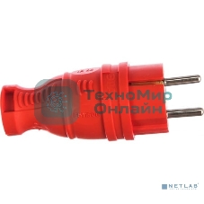 Вилка каучуковая ЭРА з/з прямая 16А IP44 красн. V8-RED-IP44