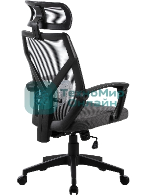 Кресло Cactus CS-MC414-GY черный, сетка, подголовник