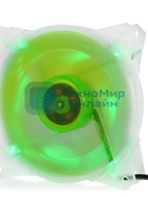 Вентилятор для корпуса Crown CMCF-12025S-1212 прозрачный/зеленый, 120 мм, 1650 об/мин, 28 дБ, 3 pin