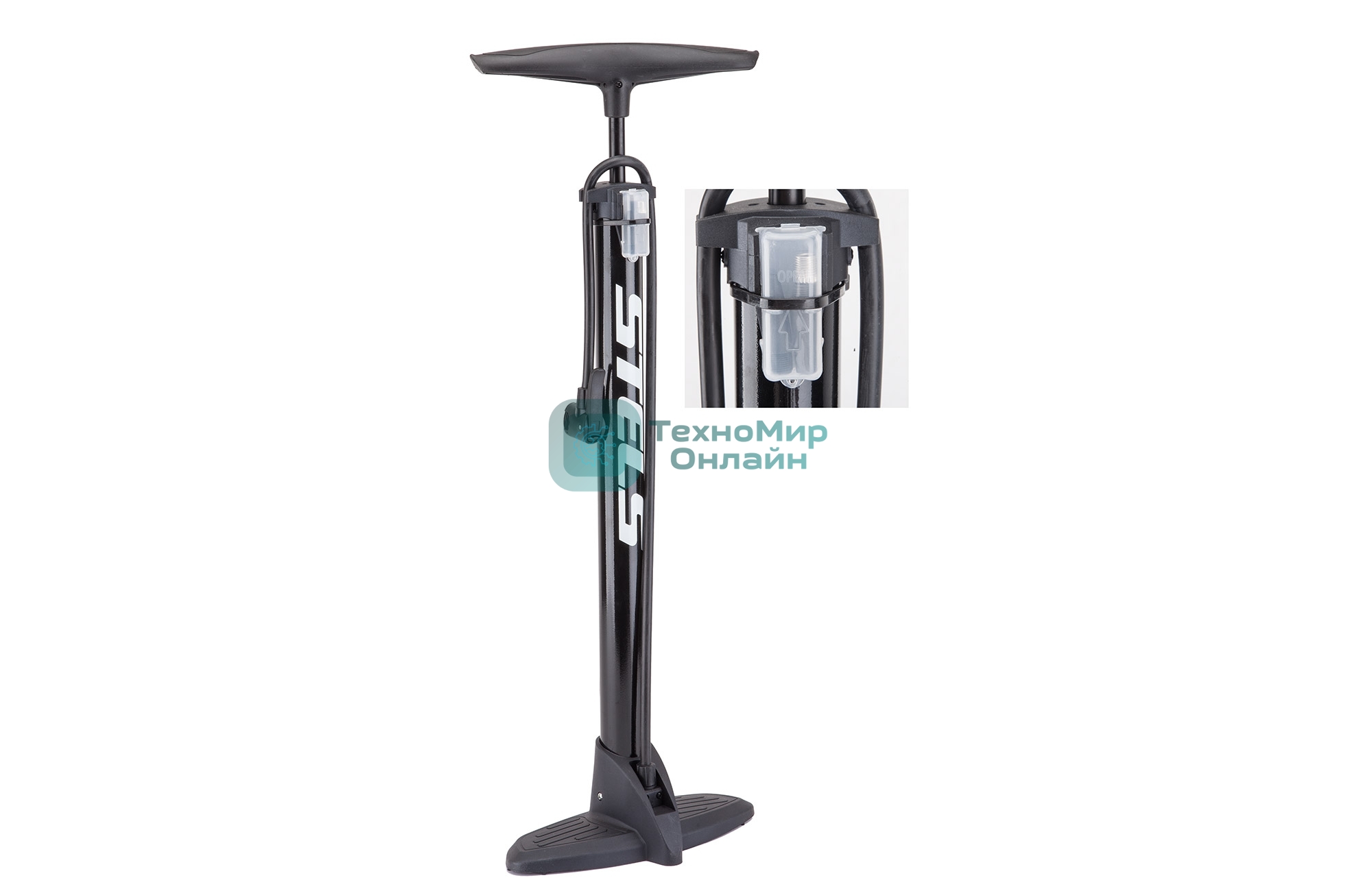 Насос ZF-038A ножной стационарный, стальной, черный Насос ZF-038A ручной велосипедный стационарный, стальной корпус, диаметр 38мм, длина 530 мм, шланг с автовентилем/Presta/Dunlop, с дополнительными насадками