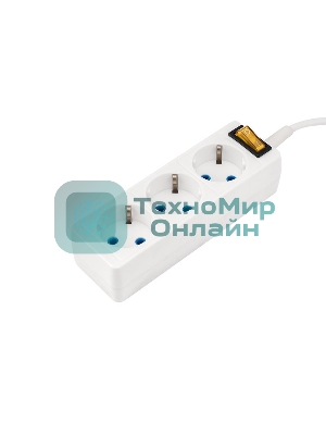 Удлинитель 3 гнезда 3 м, 3х0,75 мм², с/з, с кнопкой PREMIUM белый PROconnect