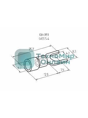 Наконечник вилочный изолированный Rexant 4.3 мм 4-6 мм (НВи 6.0-4/НВи 5,5-4) желтый 08-0151