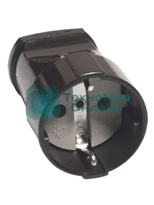 Штепсель с заземл. черный 16А 250В (еврослот) UNIVersal А1020