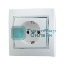 Розетка 1-м СП Мира керам. с заземл. белый/сер. Lezard 701-0215-122