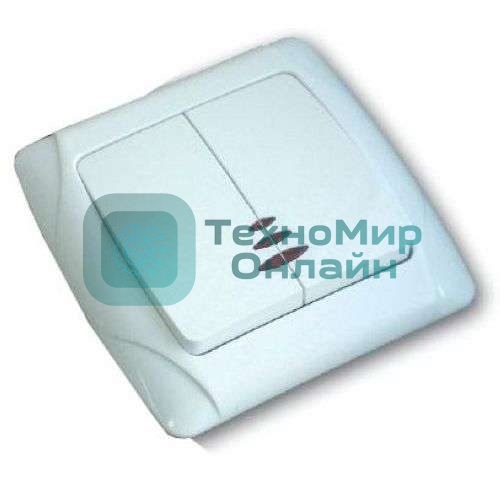 Выключатель 2-кл. СП Маргарита 10А IP20 с индик. белый Universal М0123