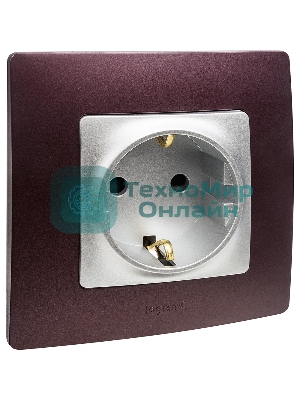 Розетка 672422 Legrand Розетка 2К+З со шторками - немецкий стандарт - винтовые зажимы - 16 А - 250 В - Etika - алюминий