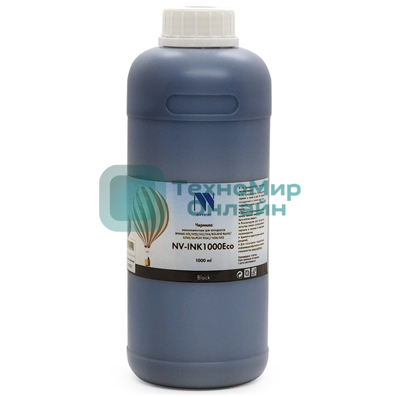 Чернила NVPrint экосольвентные NV-INK1000 черный Eco для аппаратов MIMAKI JV2/JV22/JV2/JV4/ROLAND RS640/FJ740/MUTOH 900C/1604/DX5 (1000ml) Китай