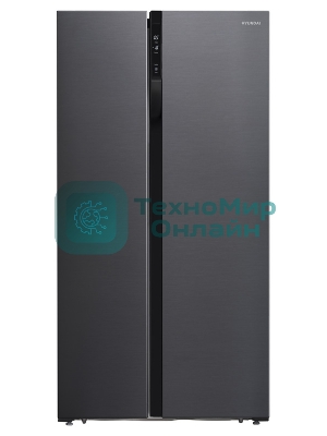 Холодильник Hyundai CS5003F черная сталь двухкамерный 331/165л морозилка сбоку, No Frost, Side by Side