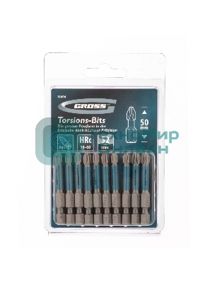 Набор бит торсионных Gross PH3x50 мм, для ударных шуруповертов, 10 шт.