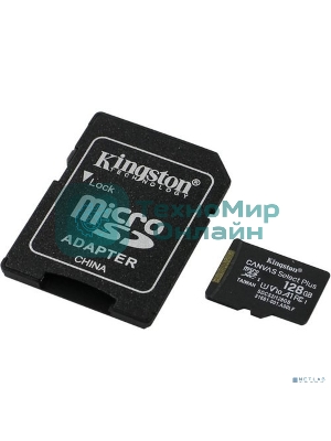 Флеш карта microSDHC 128Gb microSDXC Kingston SDCS2/128Gb Class10 UHS-I Canvas Select up to 100Mb/s с адапт.
