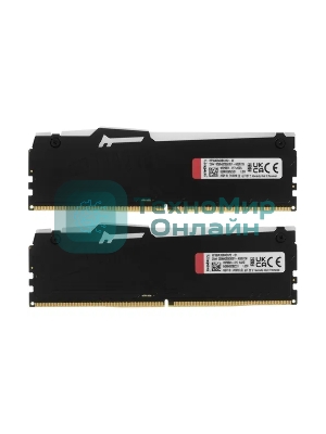 Оперативная память Kingston Fury Beast, DDR5, 32Gb (2x16Gb), 6000MHz, CL36, DIMM, с радиаторами, RGB, черный