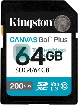 Флеш карта SDXC 64Gb Kingston SDG4/64Gb Canvas Go! Plus w/o adapter