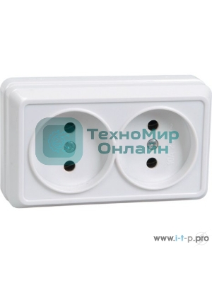Розетка IEK ERO20-K01-10-DC РС22-2-ОБ 2местн. без з/к 10А откр.уст. ОКТАВА (белый)