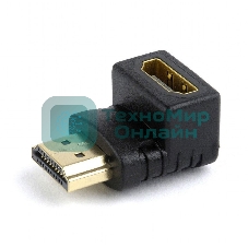 Переходник Cablexpert HDMI-HDMI 19F/19M, угловойсоединитель 90 градусов, золотые разъемы (A-HDMI90-FML)