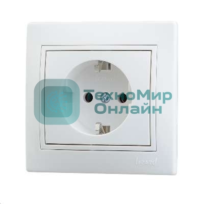 Розетка 1-м СП Мира керам. с заземл. белый/белый Lezard 701-0202-122