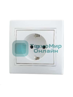 Розетка 1-м СП Мира керам. с заземл. белый/белый Lezard 701-0202-122