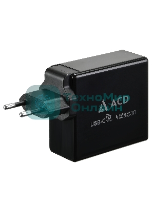 Сетевое зарядное устройство ACD-P602W-V1B 60Вт, 2xUSB 1PD+1QC, 3.6~20В/3А RTL