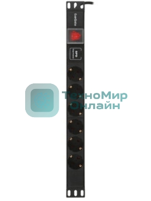 Блок розеток горизонтальный ExeGate ServerPro PDU-19H609 Al-6S-C14-2, 19