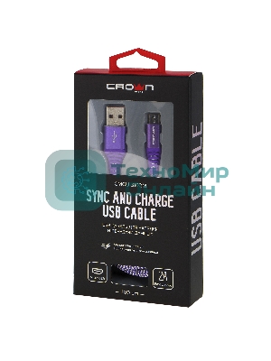Кабель Crown USB - microUSB CMCU-3102M violet