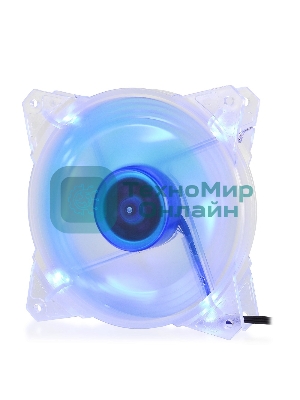 Вентилятор для корпуса Crown CMCF-12025S-1211 прозрачный/синий, 120 мм, 1650 об/мин, 28 дБ, 3 pin