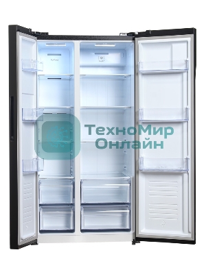 Холодильник Hyundai CS5003F черная сталь двухкамерный 331/165л морозилка сбоку, No Frost, Side by Side