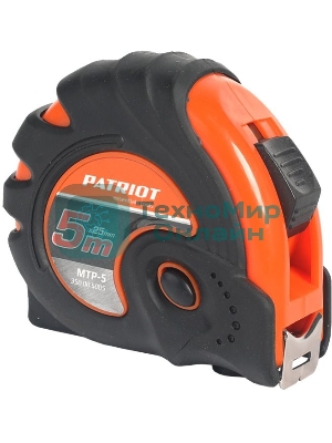 Рулетка PATRIOT MTP-5, ударопрочный корпус, обрезиненная, 5м