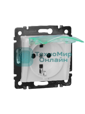 Розетка Legrand Valena 774220 влагозащищенная IP44 с заземлением с крышкой и защитными шторками (белая)