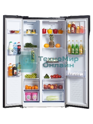 Холодильник Hyundai CS5003F черная сталь двухкамерный 331/165л морозилка сбоку, No Frost, Side by Side