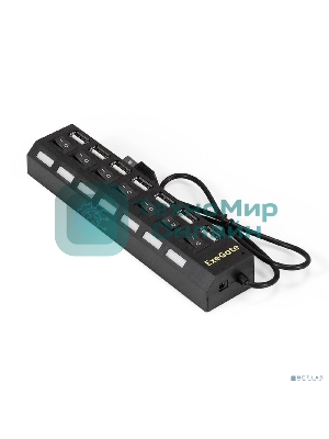 USB-концентратор ExeGate EX293978RUS DUB-72SW (кабель-адаптер USB2.0 --> 7xUSB2.0, кнопки включения/отключения для каждого порта, Plug&Play, черный)