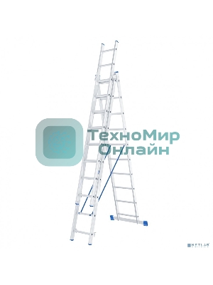 Лестница Сибртех, 3 х 10 ступеней, алюминиевая, трехсекционная