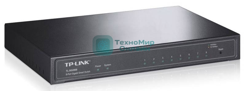 Коммутатор TP-Link SMB TL-SG2008 8-port Pure-Gigabit Desktop Smart Switch, 8 10/100/1000Mbps RJ45 ports, Tag-based VLAN, STP/RSTP/MSTP, IGMP V1/V2/V3 Snooping, DHCP Filtering, 802.1P Qos, Rate Limiting, Voice VLAN,