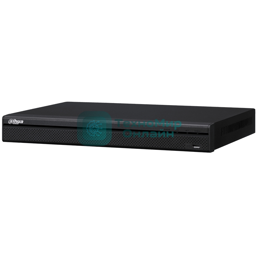 Видеорегистратор 16-канальный IP, Запись: H.265/H.264/MJPEG/MPEG4, до 12Мп, до 320Mb/s; Видеовыходы: 1 HDMI, 1 VGA; Сеть: 1 RJ-45 port (10/100Mbps); Хранение: Raid 0/1/5/6/10, 2 SATA HDD до 12TB, eSATA; Интерфейсы: 2 xUSB, RS-232; 1U; Onvif 2.4 16CH 2 HDD 1U 4K H.265 Network Video Recorder