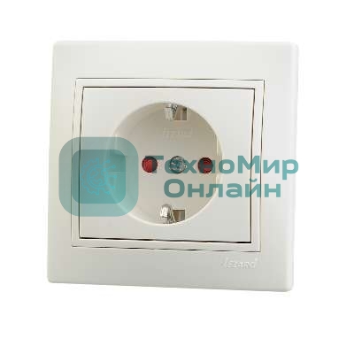 Розетка 1-м СП Мира защ. шторки с заземл. крем/крем. Lezard 701-0303-124