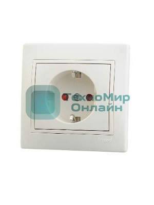 Розетка 1-м СП Мира защ. шторки с заземл. крем/крем. Lezard 701-0303-124