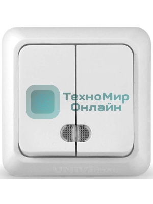Выключатель 2-кл. ОП Олимп 10А IP20 с индик.белый Universal О0123