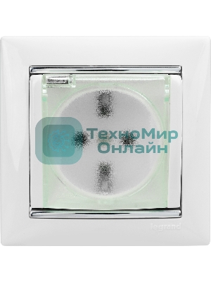 Розетка Legrand Valena 774220 влагозащищенная IP44 с заземлением с крышкой и защитными шторками (белая)