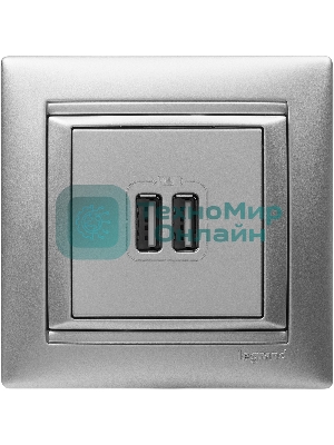Розетка 2-ая USB 770270 Legrand Valena Алюминий