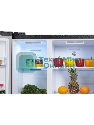 Холодильник Hyundai CS5003F черная сталь двухкамерный 331/165л морозилка сбоку, No Frost, Side by Side