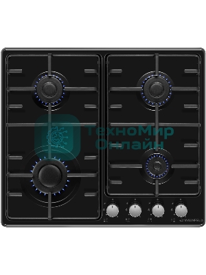 Газовая варочная панель Maunfeld EGHE.64.3STS-EB/G, 4 конфорки, эмалированная сталь, черный