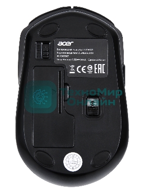 Мышь беспроводная Acer OMR040 черный, 1600 dpi, радиоканал, USB, кнопки - 6