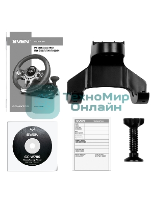 Руль SVEN GC-W700 (педали, вибро, скоба, лепестки, АКПП, D-pad, 12 кл, резин. вставки, PC/Xinput)