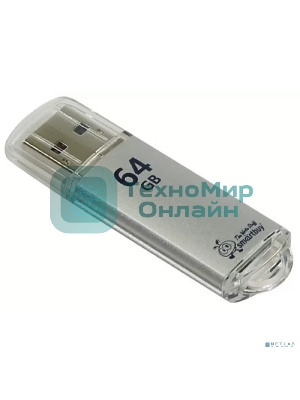 Флешка USB Smartbuy V-CUT SILVER (SB64GbVC-S3), 64Gb, USB 3.0, R/W 75/25, серебристый