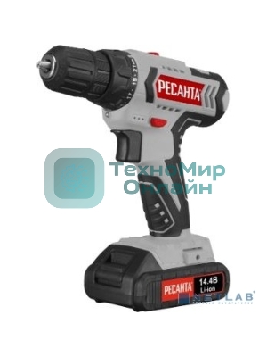 Дрель-шуруповерт Ресанта ДА-14-2Л, 14,4 В, 2 Ач, 45 Нм, щеточный