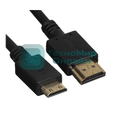 Кабель GoPower HDMI (m)-miniHDMI (m) 1,8м ПВХ ver.1.4 черный Premium Zip-Lock c подвесом (1/100)