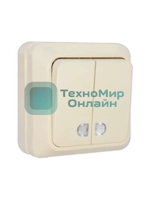 Выключатель 2-кл. ОП Олимп 10А IP20 с индик. беж. Universal Б-О0123